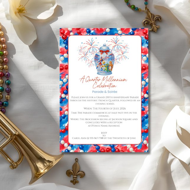 Convites 250º aniversário da Parada e do Partido Ginger Jar (250th Anniversary Parade & Party Ginger Jar Invitation)