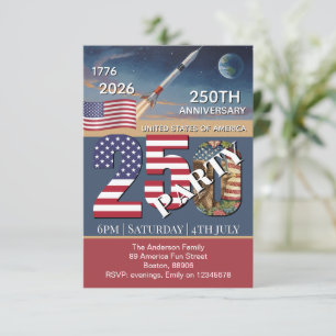 Convites 250º Aniversário EUA, Bandeira Americana / Patriót