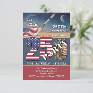Convites 250º Aniversário EUA, Bandeira Americana / Patriót