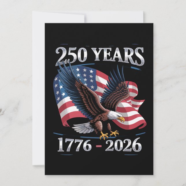 Convites 250 Years 4th Of July Eagle USA Flag 1776 2026 (Frente)