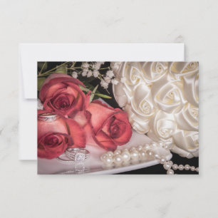 Convites 2586-Rosas de Casamento c/Anéis, Pérolas