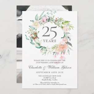 Convites 25 Aniversário Foto Rosas Garland