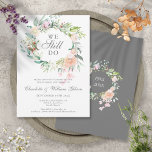 Convites 25 Aniversário Rosas de Renovação de Vow Floral<br><div class="desc">Apresentando uma delicada cor d'água verde verde-verde-verde-terra, este convite de renovação de 25 de aniversário de casamento botânico pode ser personalizado com sua informação especial de aniversário. O reverso apresenta uma garland floral correspondente que enquadra suas datas de aniversário em um texto elegante em um fundo prateado. Projetado por Thisnotme©...</div>