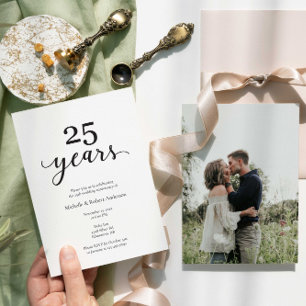 Convites 25 casamento Aniversário Elegante Foto Minimalista