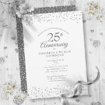 Convites 25 Casamento Aniversário Silver Hearts Confetti<br><div class="desc">Com delicados corações de amor prateado confetti. Personalize com sua informação especial de vinte e cinco anos de aniversário de prata em letra chic prata. Projetado por Thisnotme©</div>