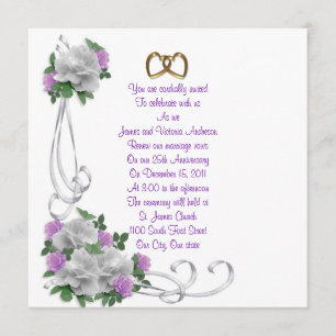 Convites 25 de aniversário de casamento Renovação de votos 