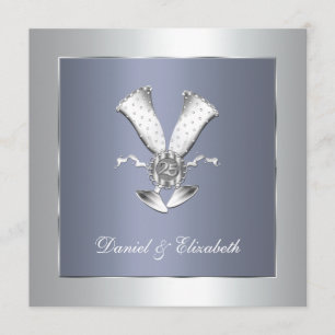 Convites 25 de Casamento de Vidro de Champanhe Azul