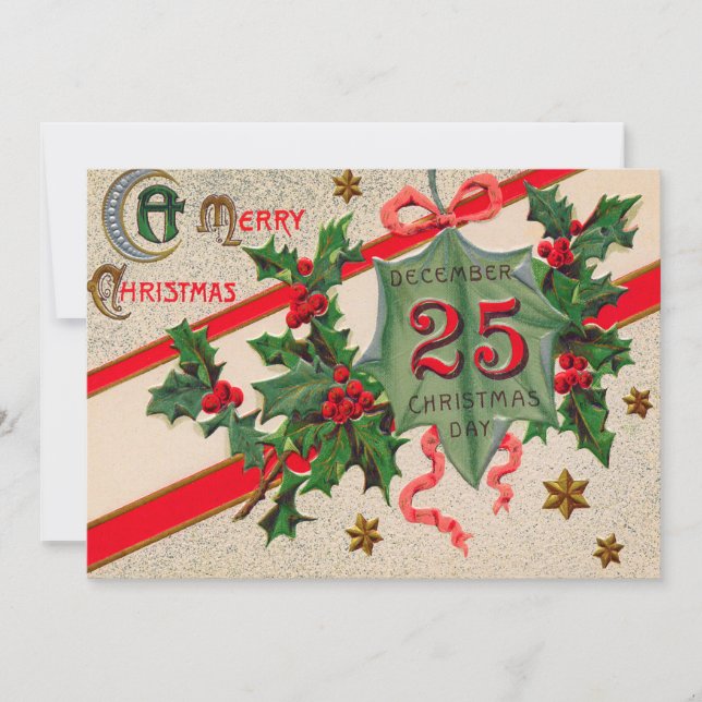 Convites 25 Holly Enfeites de natal (Frente)