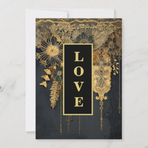 Convites *~ 25 QR RSVP AR26 Dourado LOVE Lace LOVE Casament