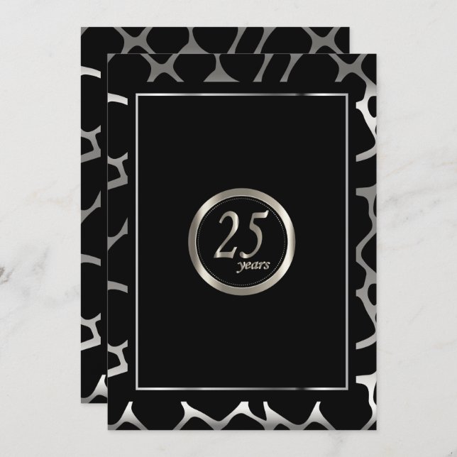 Convites 25 Silver Anniversário Design - Girafa Design (Frente/Verso)