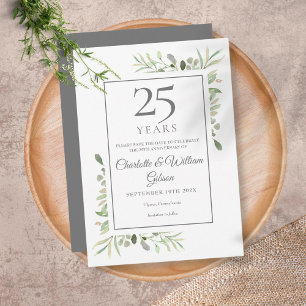 Convites 25 Silver Anniversário Salve a Data Verde
