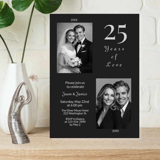 Convites 25 Years of Love Wedding Anniversary Invitation (Criador carregado)
