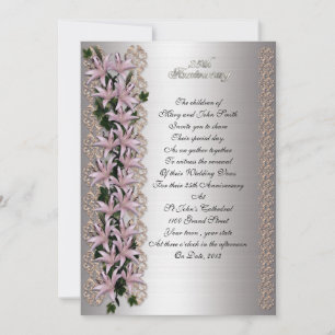 Convites 25os hera e lírios da renovação do voto do