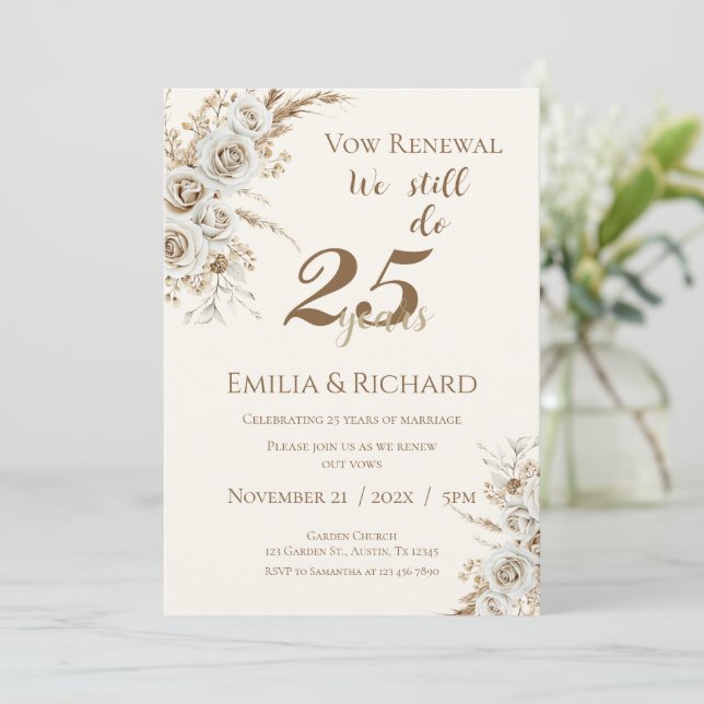 Convites 25th anniversary invitation (Em pé/Frente)