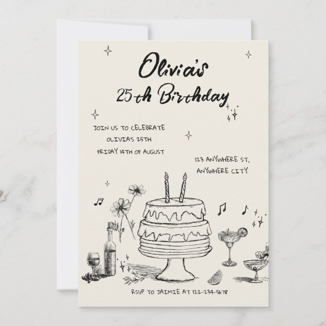 Convites 25th Birthday Party Invitation (Frente)