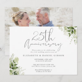 Convites 25th Wedding Anniversary Greenery Floral Photo