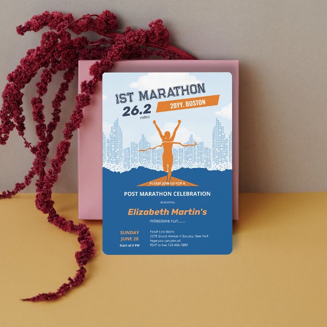Convites 26,2 milhas 1RUA do Partido da Maratona Poste de M (26.2miles 1ST Marathon-Post Marathon Party Invitation)