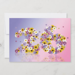 Convites 26.a Festa de aniversário, com letras floridas