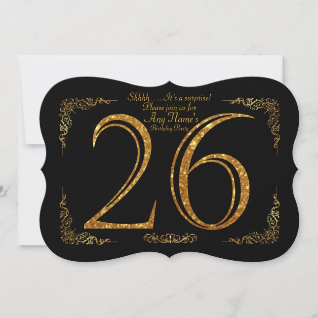 Convites 26o, Gatsby da festa de aniversário 26a, grande, (Frente)