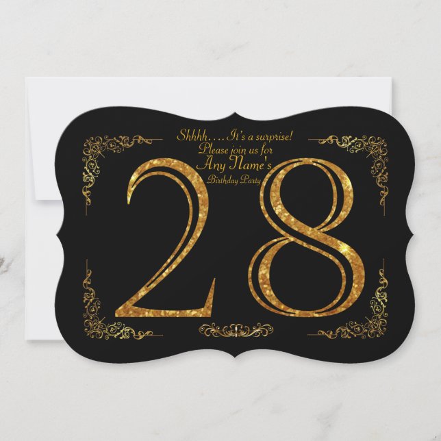 Convites 28o, Gatsby da festa de aniversário 28a, grande, (Frente)