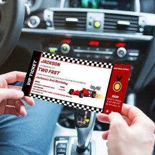 Convites 2 Bilhete Rápido de Corrida de Aniversário