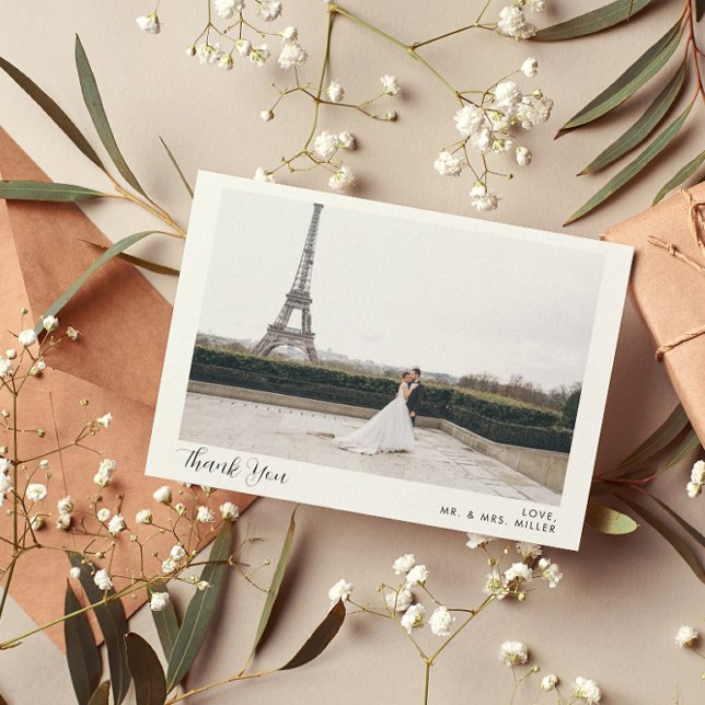 Convites 2 Carta de Caligrafia Casamento Agradecimento Foto (Criador carregado)