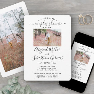 Convites 2 Casais Foto Chuva de Presentes Casamento Chic Mo