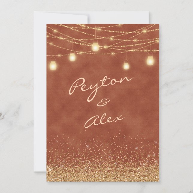 Convites 2 Casamento Dourado com Lado Terracotta (Frente)