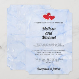Convites 2 Corações de Papel Vermelhos em Casamento de Márm