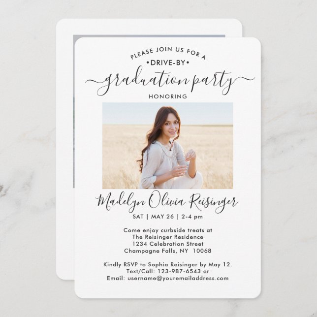 Convites 2 Desfile de carro de Festa de formatura por unida (Frente/Verso)