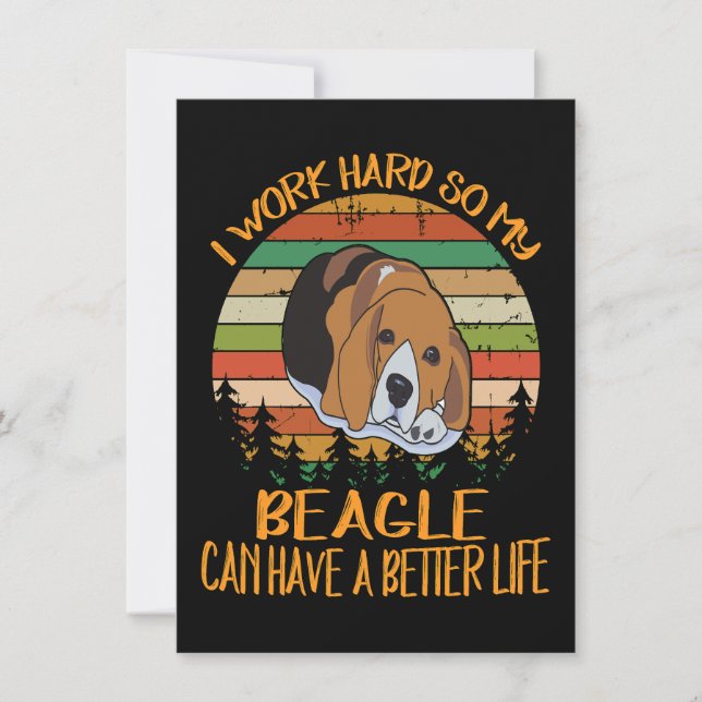 Convites 2 Eu Trabalho Duro Para Que Meu Beagle Tenha Uma V (Frente)