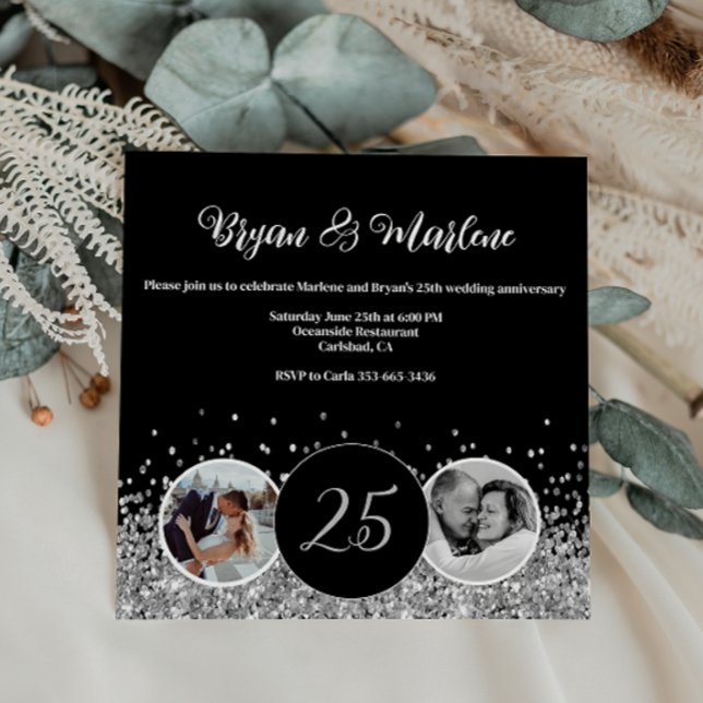 Convites 2 Foto: Aniversário do Casamento Prateado (Criador carregado)