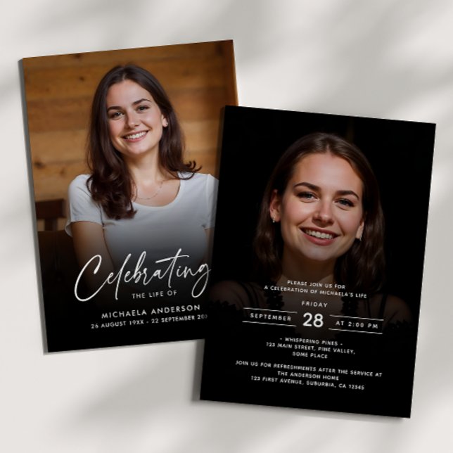 Convites 2-Foto Celebração da Vida/Funeral/Memorial (Criador carregado)