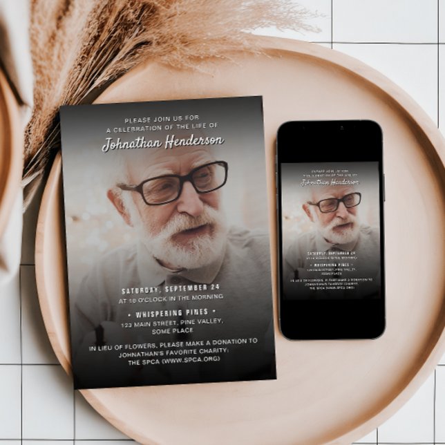 Convites 2-Foto Celebração da Vida/Funeral/Memorial (Criador carregado)