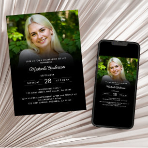 Convites 2-Foto Celebração da Vida/Funeral/Memorial