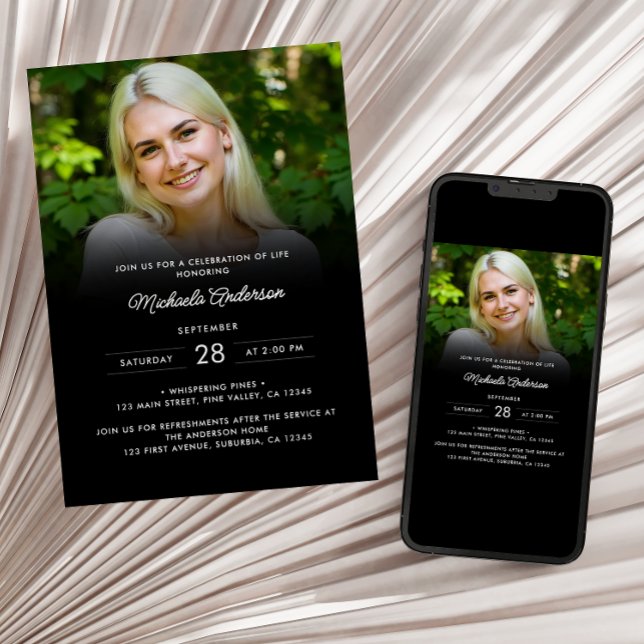 Convites 2-Foto Celebração da Vida/Funeral/Memorial (Criador carregado)