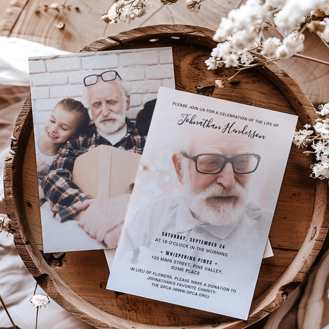 Convites 2-Foto Celebração da Vida/Funeral/Memorial (Criador carregado)