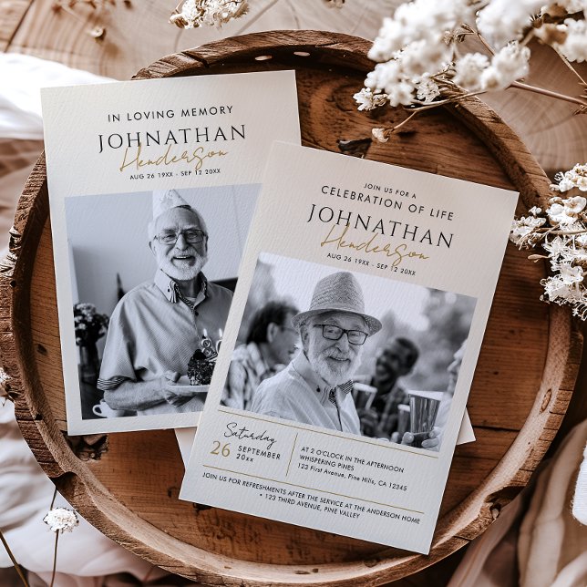 Convites 2-Foto Celebração da Vida/Funeral/Memorial (Criador carregado)