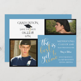 Convites 2 FOTO e ESCOLHA COR Graduação de Azul Branco