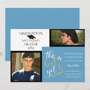 Convites 2 FOTO e ESCOLHA COR Graduação de Azul Branco