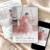 2 Foto Quinceanera Elegant Script 15 Birthday