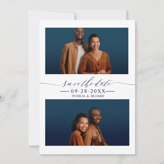 Convites 2 Fotos Casamento Salvar A Data (Frente)