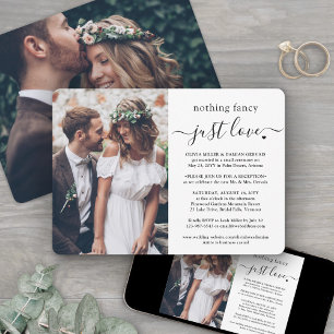 Convites 2 Fotos Nada de Luxo, só Amor Recepção de Casament