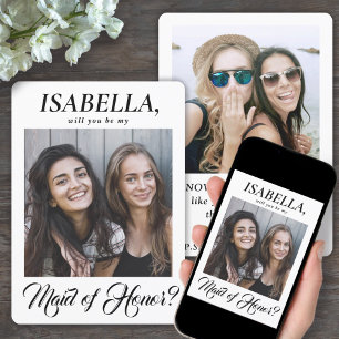 Convites 2 Fotos Proposta de Dama de Honra com Caligrafia E