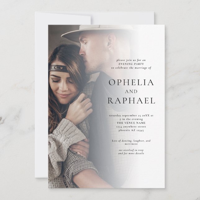 Convites 2 Fotos QR Código Bohemian Wedding Party (Frente)