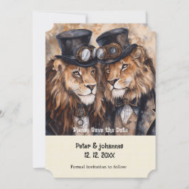 Convites 2 leões machos roubando a data