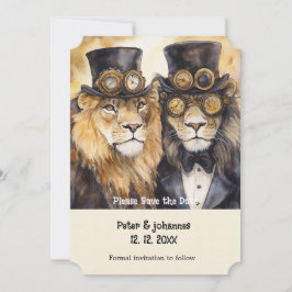 Convites 2 leões machos roubando a data