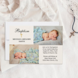 Convites 2 Menina Fotográfica Dourada Cruzada Religiosa Bat