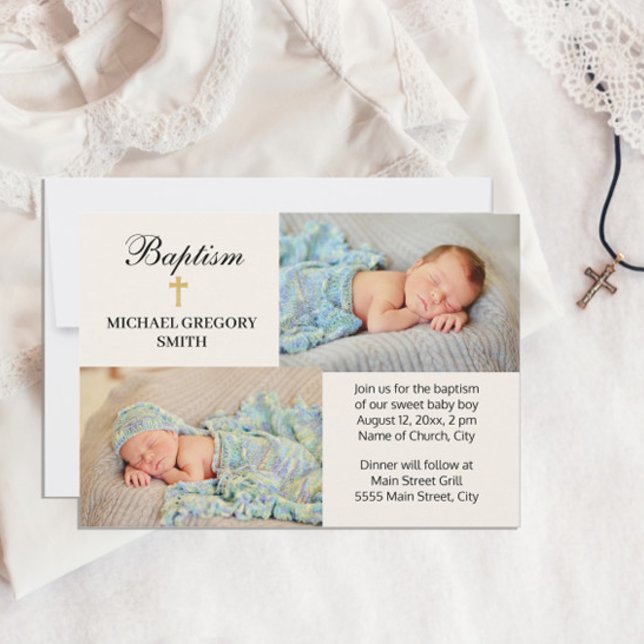 Convites 2 Menina Fotográfica Dourada Cruzada Religiosa Bat (Criador carregado)