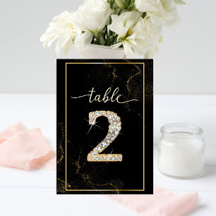 Convites 2 Números de Mesa Imprimíveis de Diamante Elegante